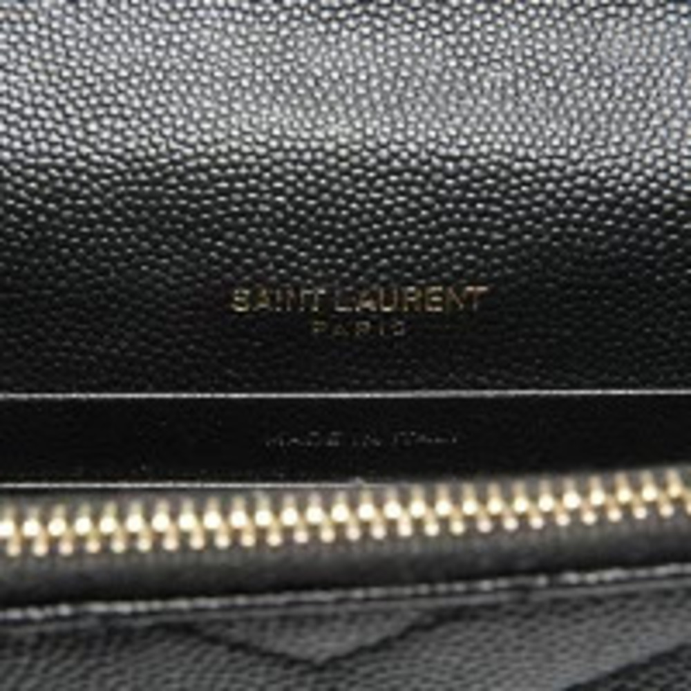 Yves Saint Laurent Cassandra Leather V Stitch Chain Wallet Shoulder Bag Black - Picture 11 of 13